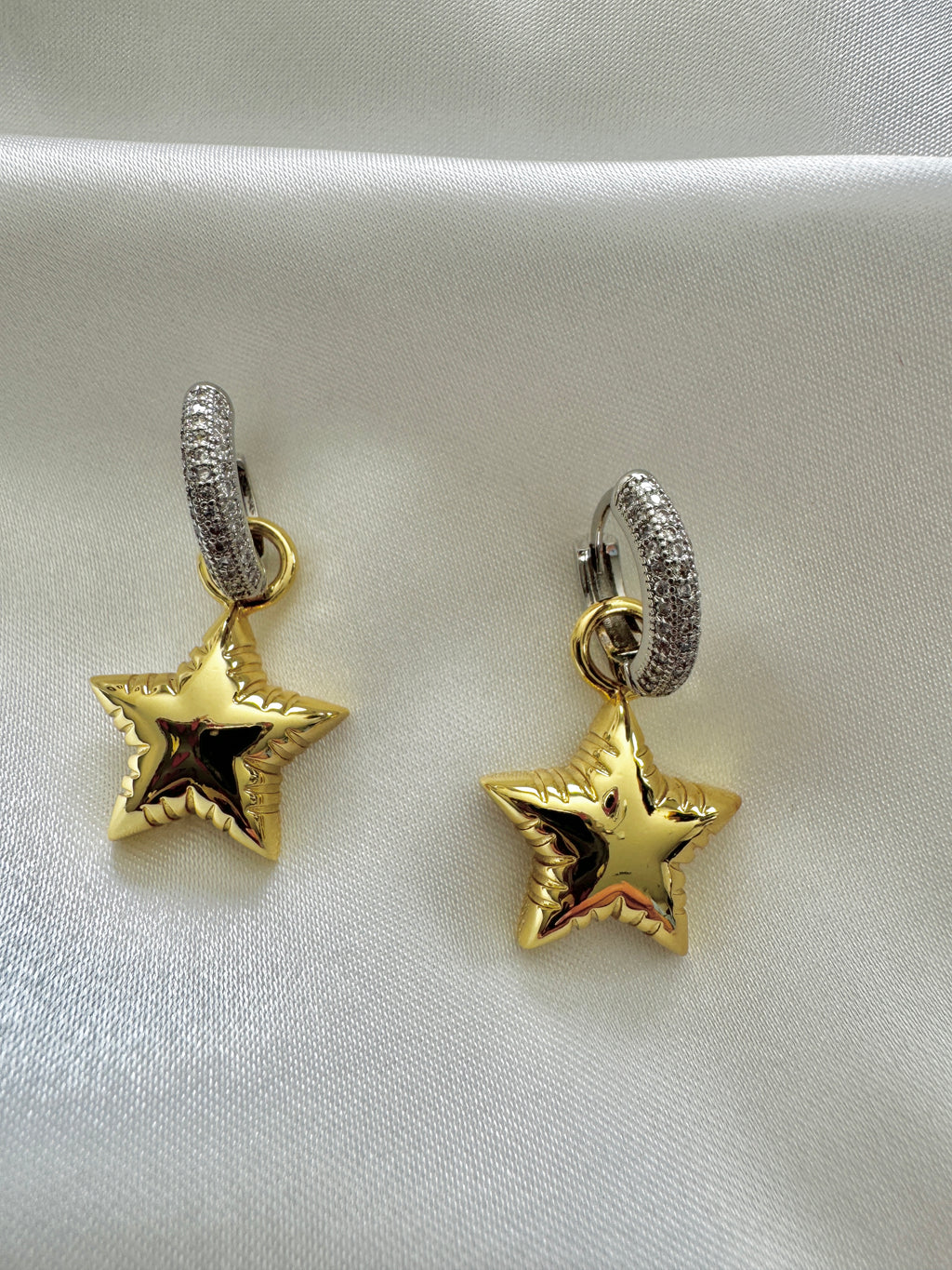 Two tone Star Earrings