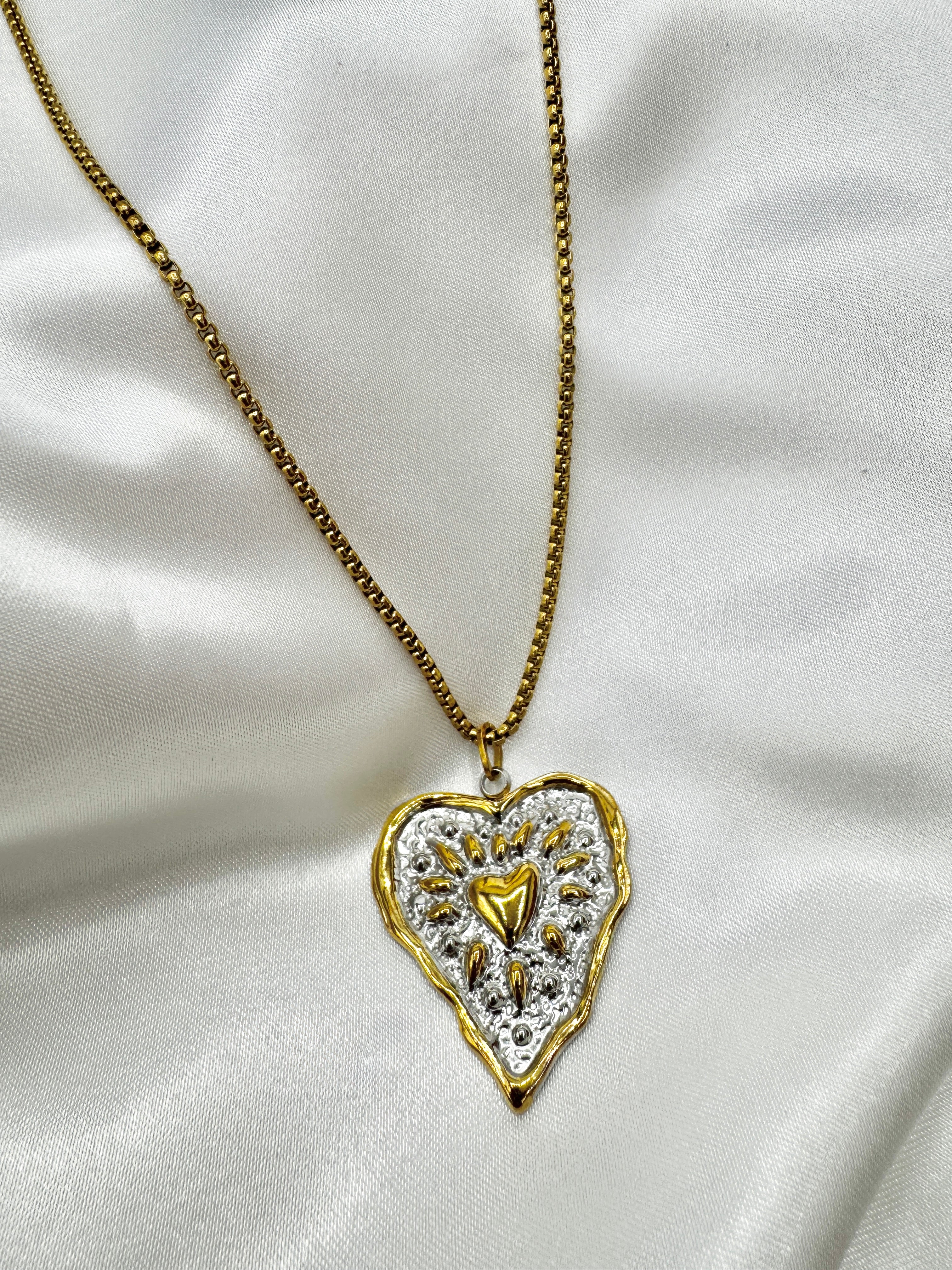 Two Tone Heart Necklace