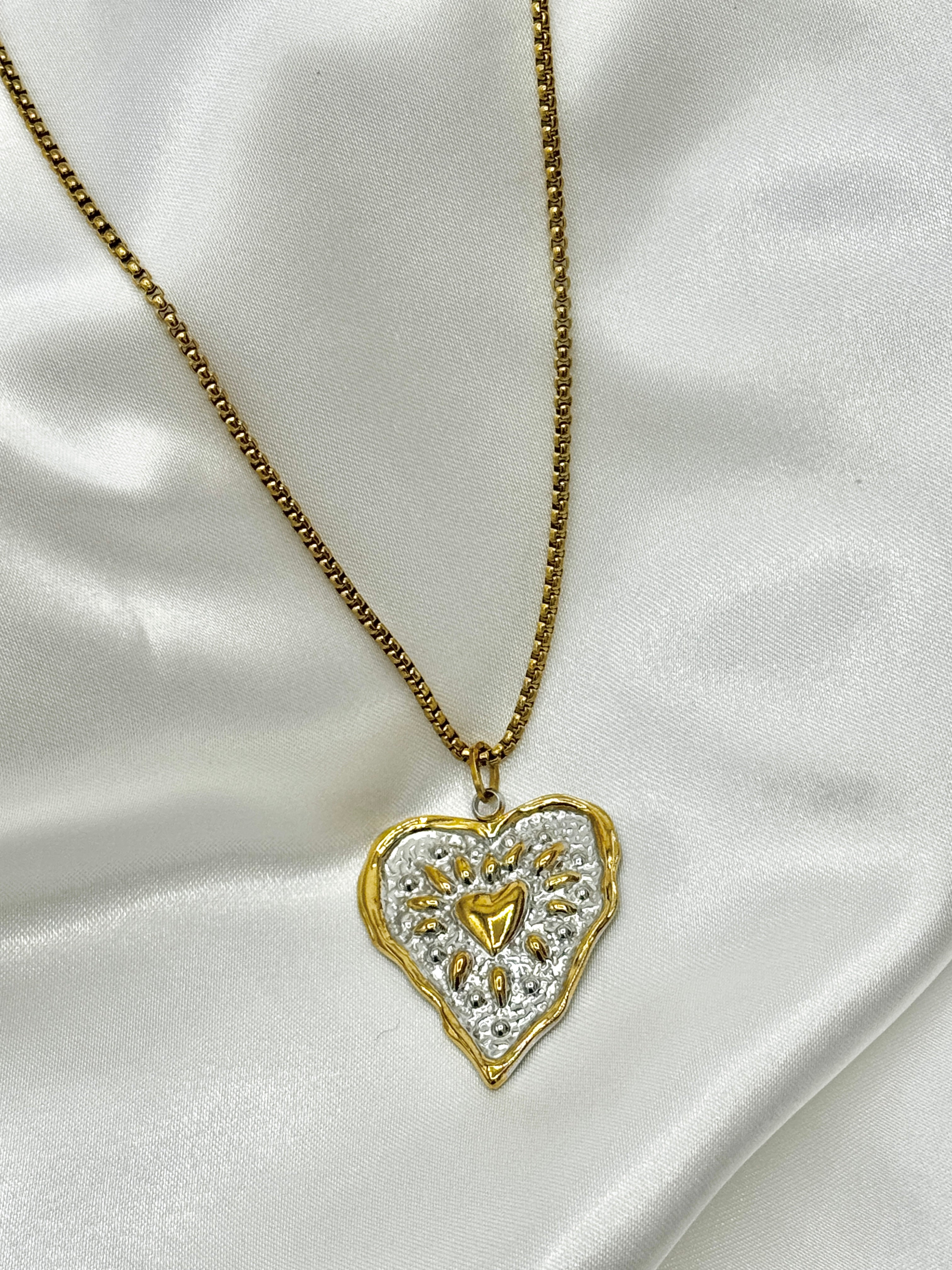 Two Tone Heart Necklace