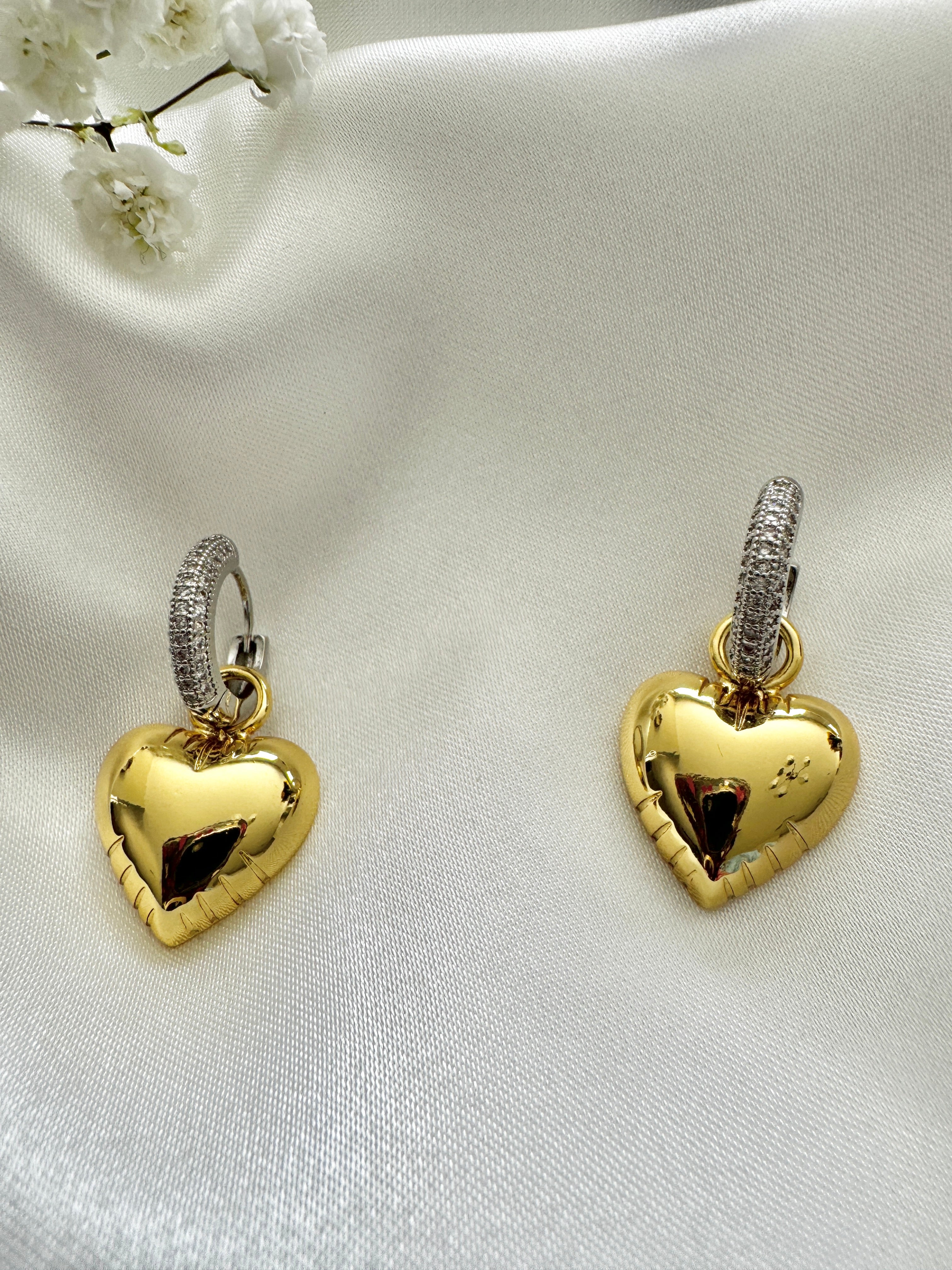 Heart Two tone Earrings