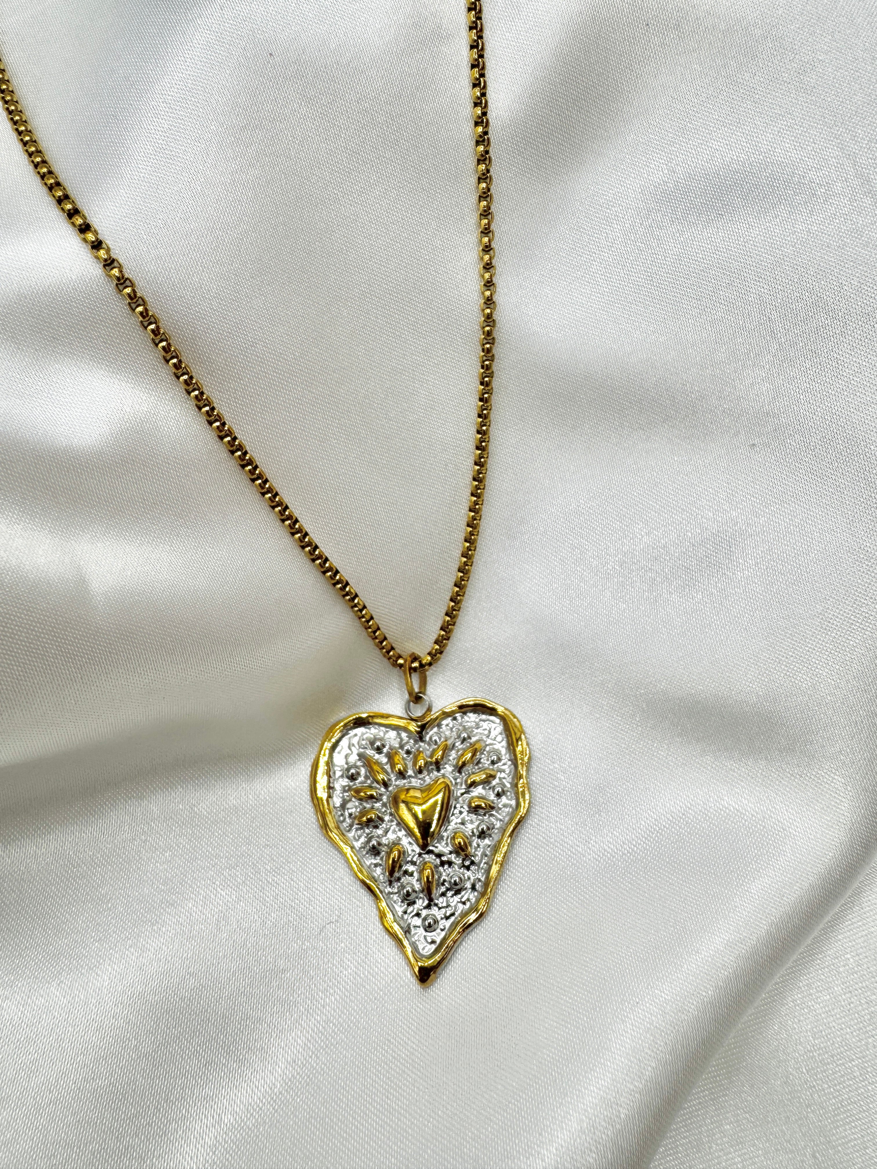 Two Tone Heart Necklace