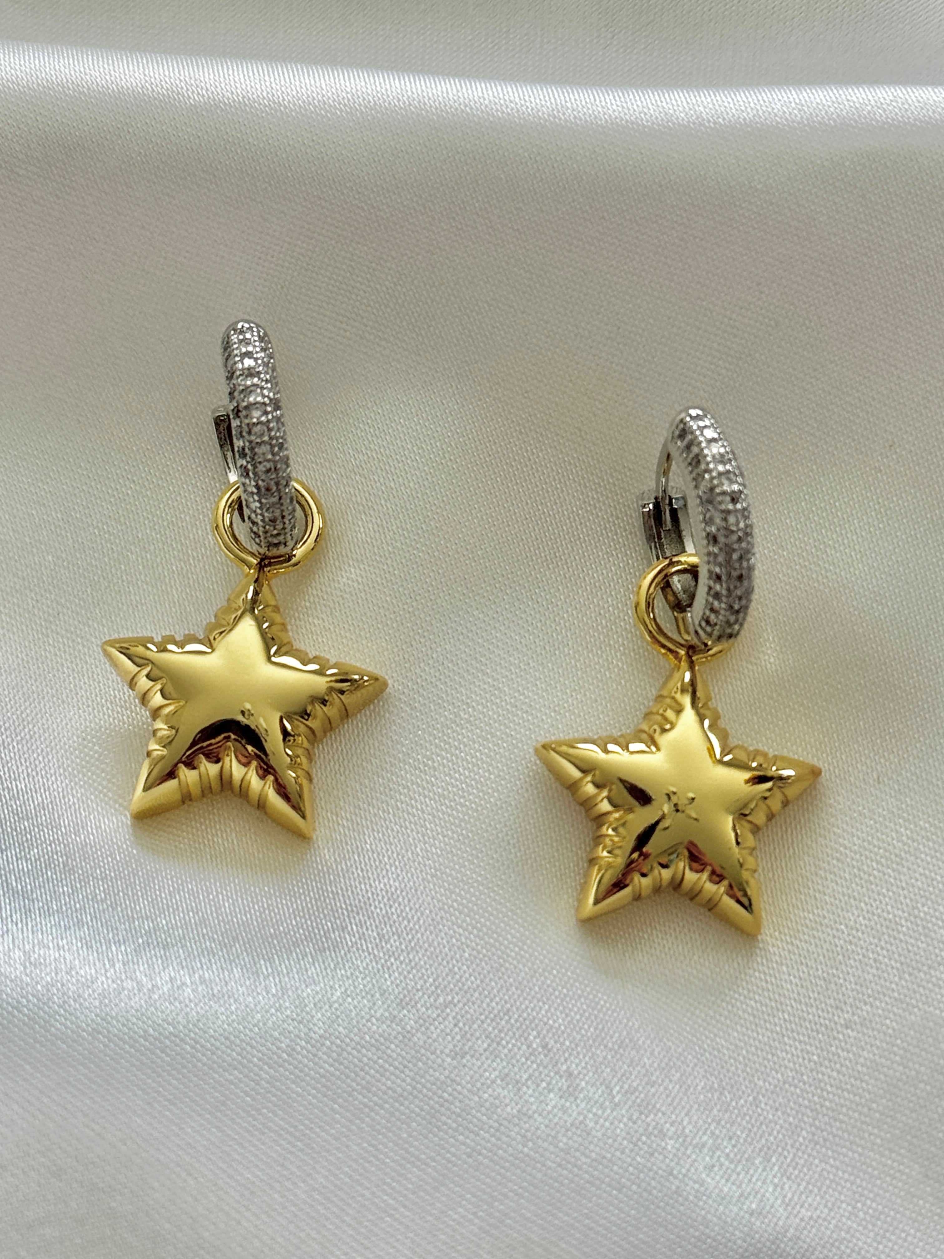 Two tone Star Earrings