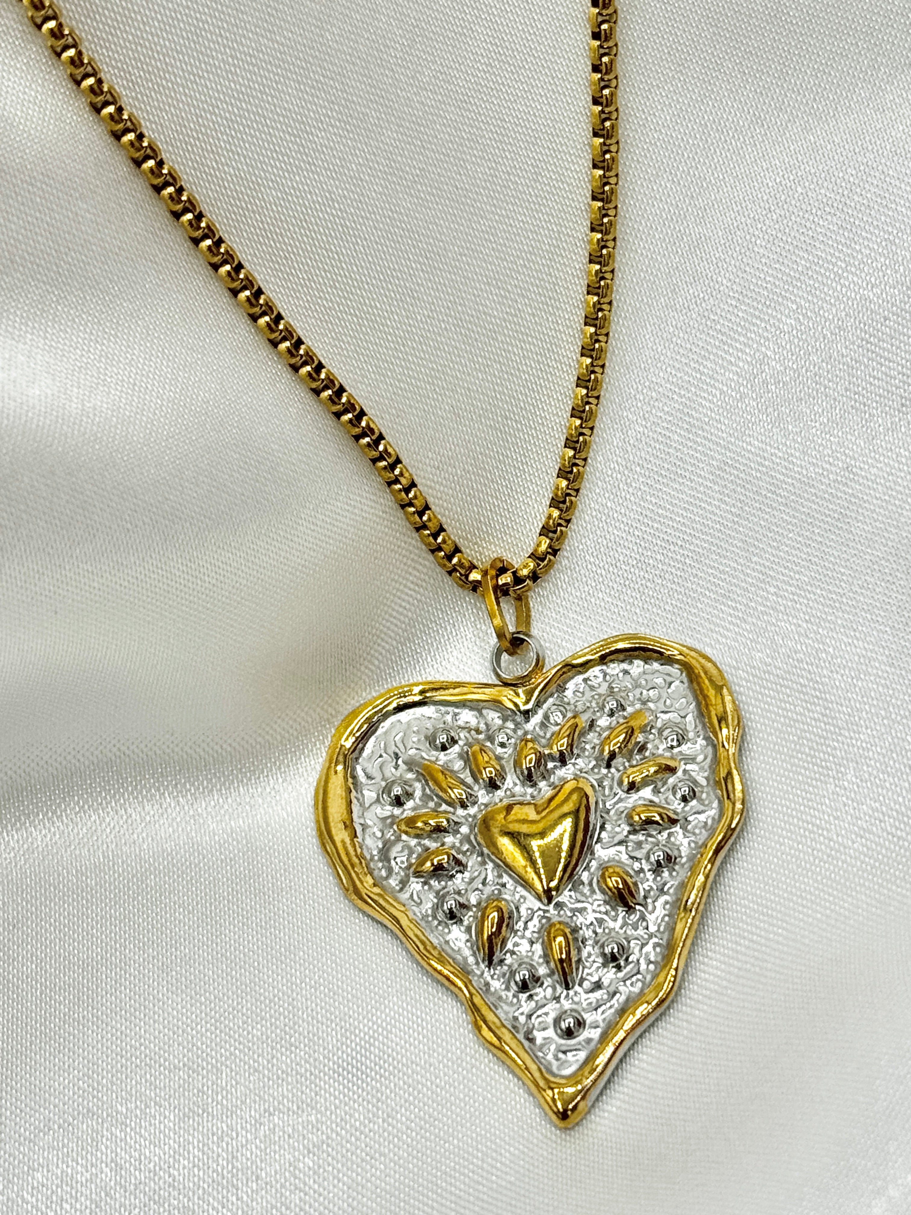 Two Tone Heart Necklace