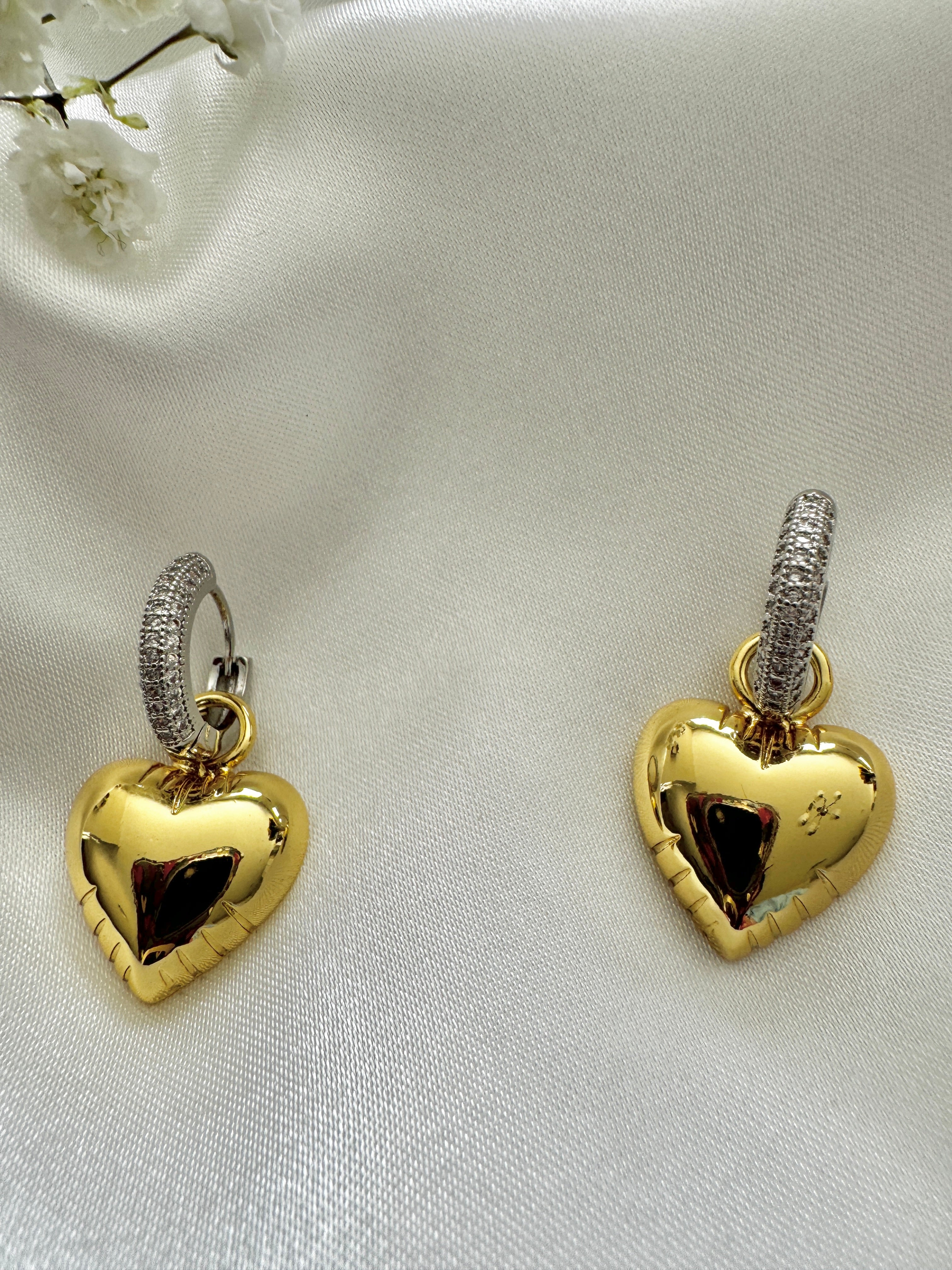 Heart Two tone Earrings