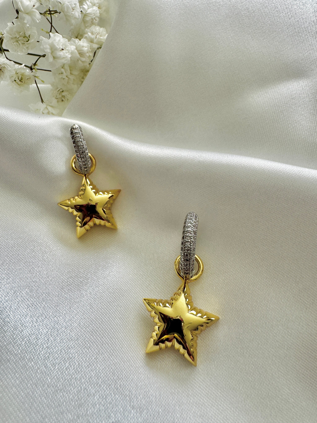 Two tone Star Earrings