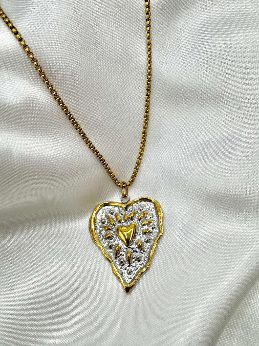 Two Tone Heart Necklace