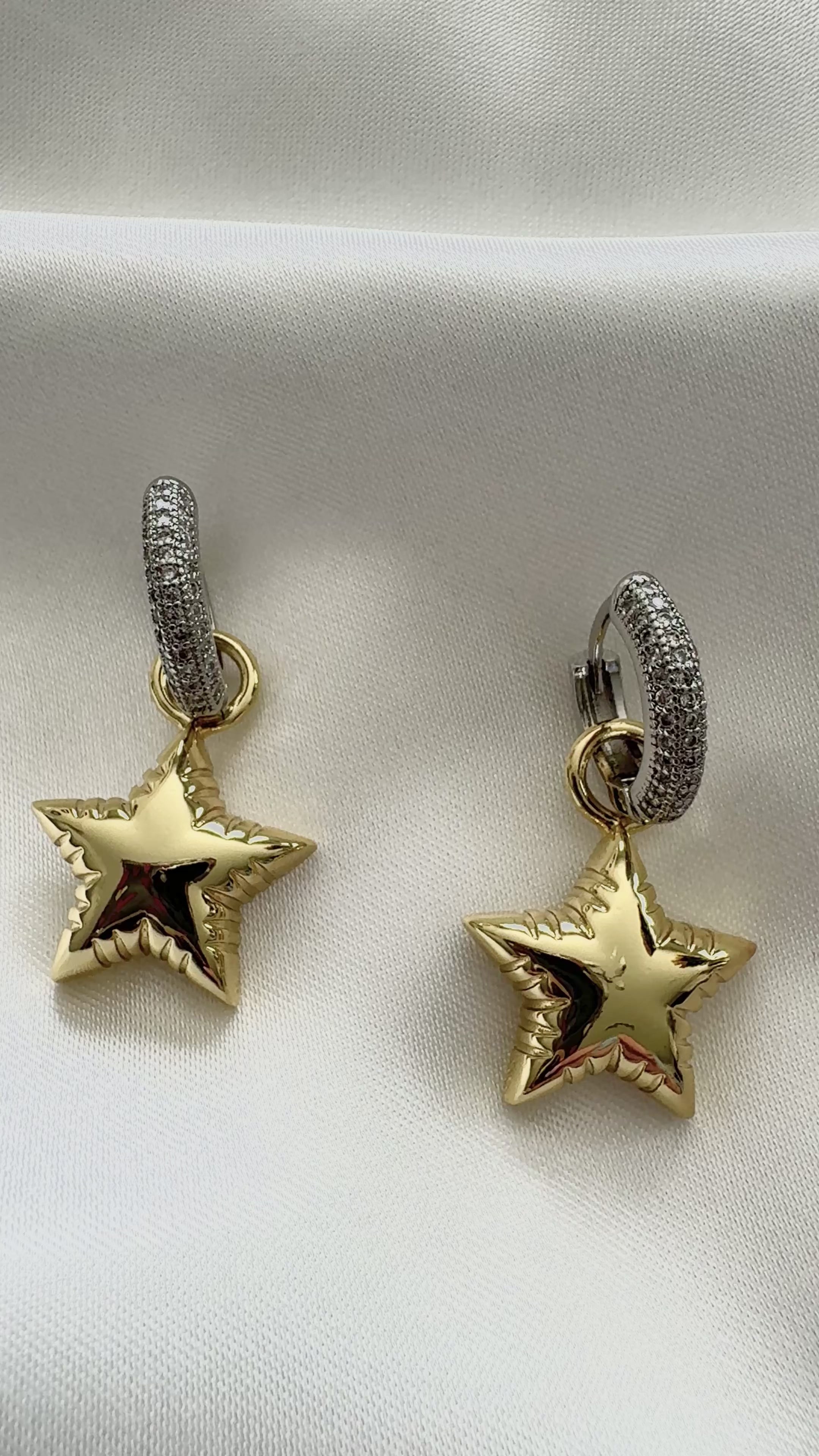 Two tone Star Earrings